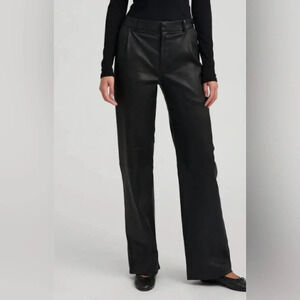 SPRWMN Leather Straight Leg Trousers Black Size Small